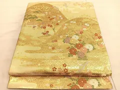 平和屋着物◎六通柄袋帯　唐織　松竹梅　御所解飛鶴文　金糸　正絹　逸品　BAAV3662hvのサムネイル