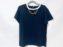 LOUIS VUITTON ルイヴィトン レディース コントラスト トリム Tシャツ トップス ブラック コットン チェーン Sサイズ RW232W OB0 FPTS37 美品