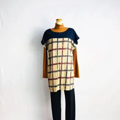 レディース コーデ売り タートルネック チェック ロング丈Tシャツ ブラウン TRUBE M〜Lサイズ ズボン ボトムス ブラック 秋服 まとめ売り 婦人服 セット売り