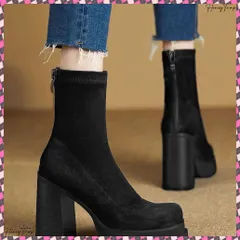 送料無料 ブーツ レディース ショート ブーティー 韓国 厚底ショートブーツ レディース 疲れないハイヒールスエードブーツ きれいめ 歩きやすい靴 アンクルブーツ履きやすい 痛くない厚底ブーツ チャンキーヒール靴 秋冬靴おしゃれ大人