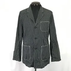アバハウス/ABAHOUSE★ストライプ柄/テーラードジャケット/薄手【3/メンズL/紺×白/navy×white】Jacket/Jumper◆cBH415<sale>