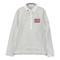 サイズ：L TOMMY HILFIGER GOLF トミー ヒルフィガーゴルフ  長袖ポロシャツ ボーダー柄 グレー系 [240101334666]# ゴルフウェア レディース ストスト