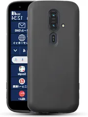 JACRON For FCNT らくらくスマートフォン F-53E ケース ブラック 耐衝撃 落下防止 軽・薄型 ストラップホール付き 柔軟 砂艶消しの質感 ほこりが付かない 滑り止め スマートフォンケース(90M-DLD-KI613)