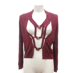 ヒロコビス HIROKO BIS +RICO カーディガン ニット 絹 シルク 11 L 赤紫 ワインレッド /MNのサムネイル