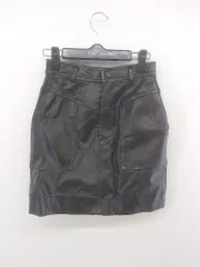 ◇ EMODA エモダ フェイクレザー ミニ 台形 スカート サイズ S ブラック レディース E  【1303140022031】