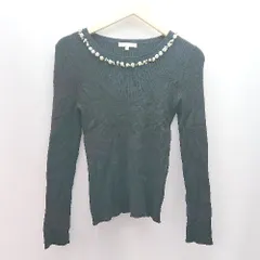 ◇ PROPORTION BODY DRESSING Uネック パール リブ 綺麗め 長袖 ニット セーター サイズ3 ブラック レディース E  【1309040014114】