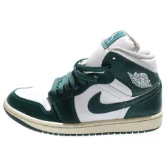 NIKE (ナイキ) WMNS AIR JORDAN 1 MID エアジョーダン1 ミッドカットスニーカー ホワイト/グリーン レディース US7/24cm BQ6472-133