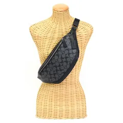 コーチ COACH ワーレン ベルト バッグ シグネチャー キャンバス コーティングキャンバス PVC / レザー F78777 ショルダーバッグ クロスボディ ボディバッグ スリングバッグ 肩掛け 斜め掛け メンズ ブラック 正規品 中古 mbk05017