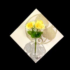 【No.7】着物ファブリックパネル  オリジナル壁掛け花瓶   インテリアパネル