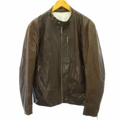 ユナイテッドアローズ UNITED ARROWS TABLOID NEWS シングルライダースジャケット レザージャケット ブルゾン ririジップ マルチポケット 茶 ブラウン L  ●ECO