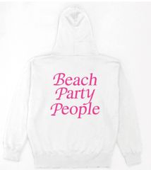 プルオーバーパーカー　ビーチ　beach ユニセックス　ホワイト×ピンク