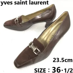 yves saint laurent/イヴサンローラン★レザーパンプス/ヒール【36.5/23.5/ブラウン】一部スエード/pumps/Shoes/high heels◆sA-198<sale>