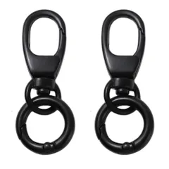 ナスカン 二重リング キーホルダー 回転フック スナップフック 手作り 手芸用品 ハンドメイド金具 レバーナスカン ワンタッチキーホルダー パーツ DIY用 アクセサリーナスカン (4.8cm ブラック(B))