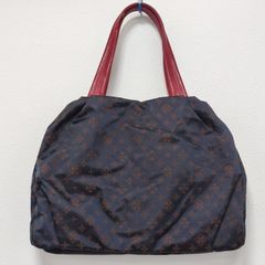 美品★russet ラシット カラーハンドル ボストン型トートバッグ ダークネイビー×レッド