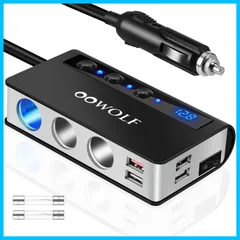【数量限定】シガーソケット 3連 4ポート付き OOWOLF USB充電器 最大180W スマートIC 急速充電 増設 カーチャージャー 【Quick Charge 3.0 搭載】 12-24V車対応 独立スイッチ シガーライター機能搭載 1mケーブル 電圧測