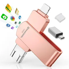【アプリ不要 アルバムから直接保存出来 】 フラッシュメモリ IOS/Android/PC USB高速 4 in1 Phone usbメモリ スマホ usbメモリphone バックアップ usbメモリ タイプc usbメモリ 外付けusbメモリー (ピンク 1