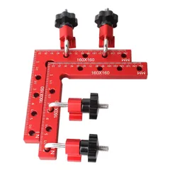 DIY工具 inch/mm目盛り 木材固定 L形直角定規 補助道具 アルミ製 160x160 2PCS 90度 レッド コーナークランプ 【新型】 HRGJ125 FTtool