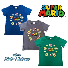 バンダイ スーパーマリオ 半袖Tシャツ 天竺 トドラー プリント キャラクター 男児 男の子(SR8824)