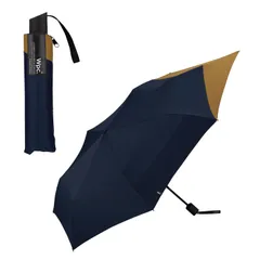 新品 PROTECT FOLDING ネイビー×キャメル 雨傘 BACK 晴雨兼用 55cm 大きい 折りたたみ傘 メンズ 男性 バックパック [リュックが濡れない] 後ろが長い 通勤 通学 Wpc. おしゃれ 傘袋ポケット UX004-930-002