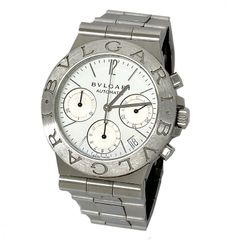 ブルガリ CH35S ディアゴノ スポーツ クロノグラフ オートマ 自動巻き メンズ BVLGARI 白文字盤 SS ブランド腕時計【中古】