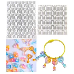 【カギ2枚セット】 鍵 南京錠 アルファベット シリコンモールド 穴あき 2枚セット レジン アクセサリー パーツ ネックレス イヤリング ピアス ペンダント キーホルダー シリコン モールド アロマストーン 石膏 石鹸 キャンドル 樹脂 粘土 オルゴナイ 1