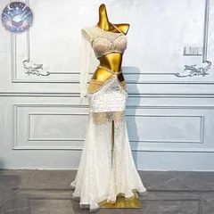 新品 未使用 ベリーダンス オリエンタル衣装 3点セット 透けます ホワイトオーダーメイド   オーダーメイド ステージ衣装