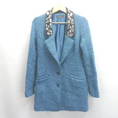 ◇ ⊇ rienda リエンダ ビジュー装飾 長袖 ジャケット サイズS ブルー系 レディース E  【1503310011319】