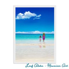 ハワイアンアート 額付き A4｜ママと海の約束 No.46 Leaf Aloha