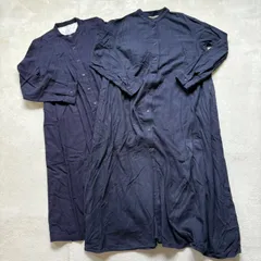 【2点セット】【まとめ売り】無印良品 レディース Mサイズ Lサイズ 長袖 ボタン ロングワンピース コットン100% ノーカラー ナチュラル シンプル 大人