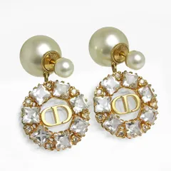 クリスチャンディオール トライバル ピアス メタル レジンパール クリスタル ゴールド ホワイト 白 E1937TRICY_D03S Christian Dior
