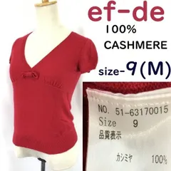 エフデ/ef-de★カシミヤ100%/半袖セーター【9/レディースM/赤/red/Vネック/】ニットカットソー/リボン/Tops/Shirts◆cBH801 メルカリ