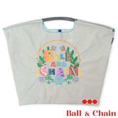 【正規品】ボールアンドチェーン (BC Garden ガーデン / グレー) Lサイズ  トートバッグ エコバッグ 刺繍 フラワー 花