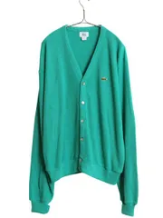 【お得なクーポン配布中!】 80s USA製 ラコステ アクリル ニット カーディガン メンズ レディース L 古着 ヴィンテージ 羽織り 前開き セーター ワンポイント グリーン