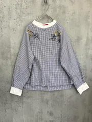 POU DOU DOU プードゥドゥ バンドカラーボタニカル刺繍 シャツ sizeM/ブロックチェック ■◇ レディースのサムネイル