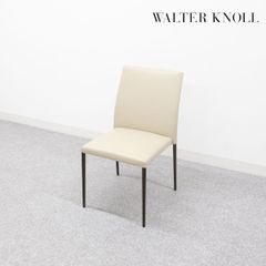 【展示品】Walter Knoll ウォルターノル Deen ディーン ダイニング ラウンジ アームレス チェア スチールレッグ レザー アイボリー イーオス 定価15万
