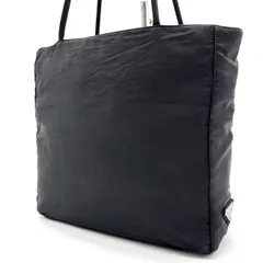 【良品】 PRADA プラダ トートバッグ ハンドバッグ A4収納  大容量 三角ロゴプレート シルバー金具 総柄 白タグ 肩掛け テスートナイロン ユニセックス レディース ブラック 黒色
