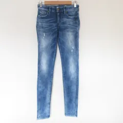 美品 DIESEL ディーゼル SLANDY ストレッチ ダメージ加工 スーパースリム スキニー デニムパンツ ジーンズ W26 ブルー レディース 古着 中古 USED