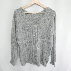 ◇ URBAN RESEARCH アーバンリサーチ Vネック リブ 長袖 ニット セーター サイズFree ライトグレー レディース E  【1407180056206】