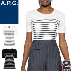 アーペーセー A.P.C. Tシャツ レディース 半袖 ロンT カットソー ボーダー コットン ニット ロゴ ブランド 白 黒 ホワイト ブラック ALEXANDRA T-SHIRT COGWS F26340