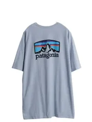 【お得なクーポン配布中!】 パタゴニア 両面 プリント 半袖 Tシャツ メンズ XL  22年製 アウトドア グラフィック イラスト バックプリント カットソー 大きいサイズ 青