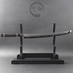 水本焼 スーパー炭素鋼（玉鋼・白一鋼）先丸柳刃包丁 尺三（刃渡り390mm）黒檀黒水牛角五本銀巻八角柄