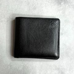 LOEWE ロエベ / アナグラムバイフォールドウォレット 二つ折り財布 札入れ カードケース ソフトグレインカーフレザー ブラック C660302X02