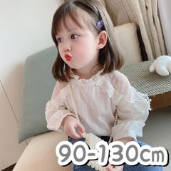 ホワイトトップス 肩シースルー  韓国風 90 100 110 120 130