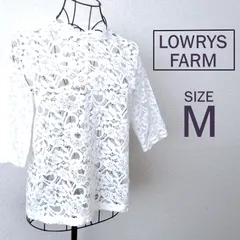 LOWRYS FARM　ローリーズファーム　花柄レーストップス　シースルーブラウス　レースブラウス　シースルートップス　フォーマルブラウス　レディースMサイズ　卒業式　入学式　スタンドカラー　五分袖
