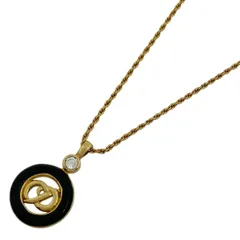 クリスチャンディオール Christian Dior ロゴ ラインストーン ネックレス ラウンド CD ネックレス GP ゴールド ブラック レディース 【中古】