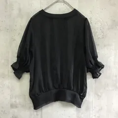 Heather  ヘザー　5分袖シアーブラウス　黒　レディース Fサイズ