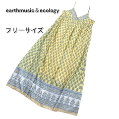 【earthmusic＆ecology】キャミワンピース★フリーサイズ★イエロー★ペイズリー柄★綿100%