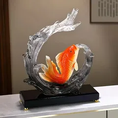 鯉 オブジェ 置物 金 黄金 財運 開運 風水 縁起物 置物 リビング 玄関 幸運 厄除け 繊細な 成功 運気 エレガント エネルギー 繁栄