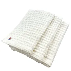 新品 フェイスタオル ワッフルキューブ 3枚セット アイボリー 34cm×80cm タオル 日本製 ワッフル生地 薄手 速乾 今治(Imabari) さらりとした肌触り 柔らかい 毛羽落ち少なめ