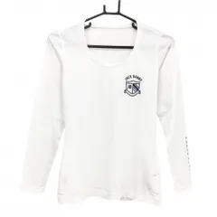 【超美品】ジャックバニー インナーシャツ 白×ネイビー ロゴプリント ストレッチ レディース 0(S) ゴルフウェア Jack Bunny